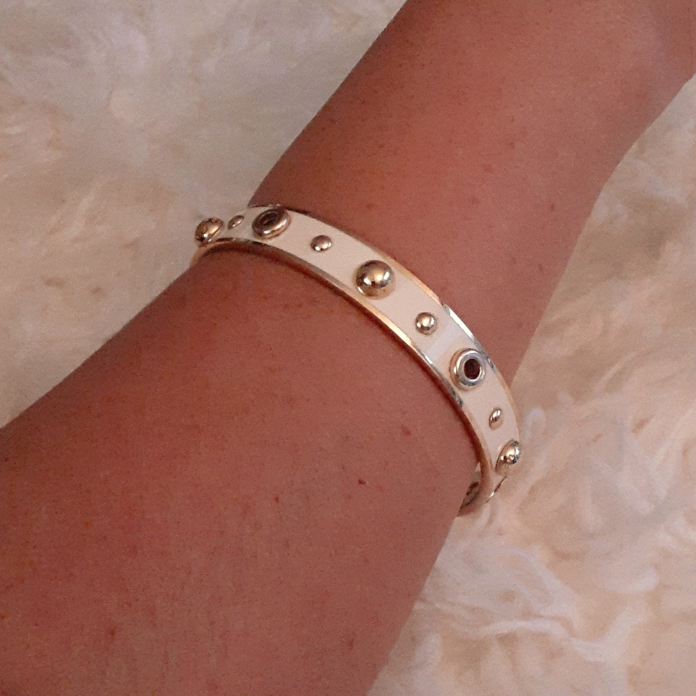 Coach White Enamel Grommet Rivet Bangle